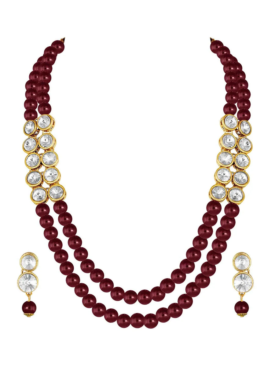 Pearl Stone Necklace Set by Peora | Elegant Pearl Fashion Jewellery

