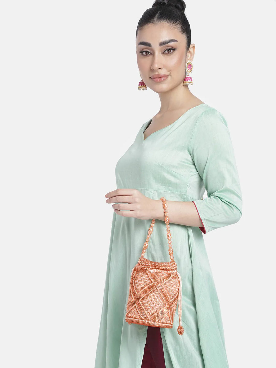Pearl & Stones Potli Bag by Peora | Elegant Ethnic Fashion Accessory


