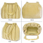 Gold potli bag named Traditional Pearl Cluster Potli Bag, featuring faux pearl detailing and soft fabric texture | Peora
