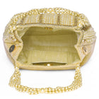 Gold potli bag named Traditional Pearl Cluster Potli Bag, featuring faux pearl detailing and soft fabric texture | Peora
