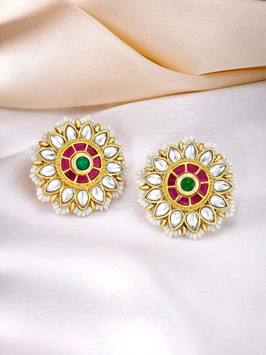 Petal Glow Stud Earrings | Peora Elegant Floral Jewellery

