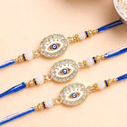 Peora Evil Eye Crystal Thread Rakhi for Brother | Set of 3