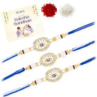 Peora Evil Eye Crystal Thread Rakhi for Brother | Set of 3