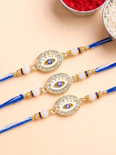 Peora Evil Eye Crystal Thread Rakhi for Brother | Set of 3