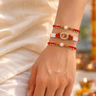 Peora Rudraksha Kundan Crystal Rakhi for Brother | Set of 3