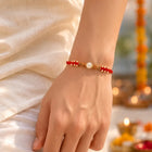 Peora Rudraksha Kundan Crystal Rakhi for Brother | Set of 3