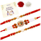 Peora Rudraksha Kundan Crystal Rakhi for Brother | Set of 3