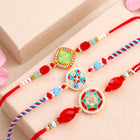 Peora Colourful Kundan Crystal Rakhi for Brother | Set of 3