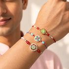 Peora Colourful Kundan Crystal Rakhi for Brother | Set of 3