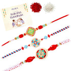 Peora Colourful Kundan Crystal Rakhi for Brother | Set of 3