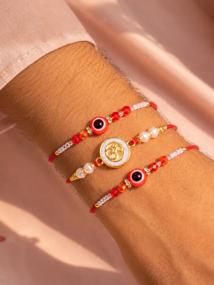 Peora Evil Eye Beaded Rakhi for Brother | Set of 3