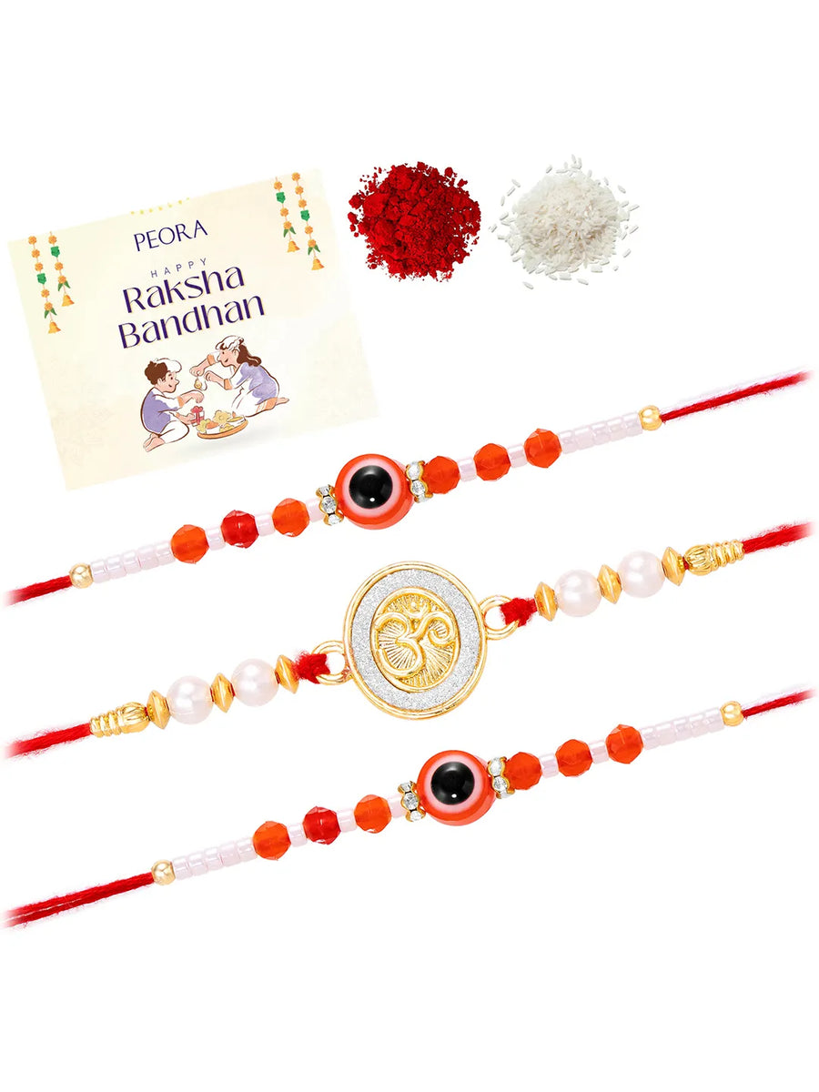 Peora Evil Eye Beaded Rakhi for Brother | Set of 3