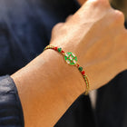 Peora Green Red Meenakari Kundan Rakhi for Brother | Set of 3