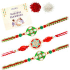 Peora Green Red Meenakari Kundan Rakhi for Brother | Set of 3