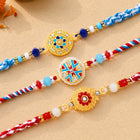 Peora Colourful Crystal Motif Rakhi for Brother | Set of 3