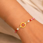 Peora Colourful Crystal Motif Rakhi for Brother | Set of 3