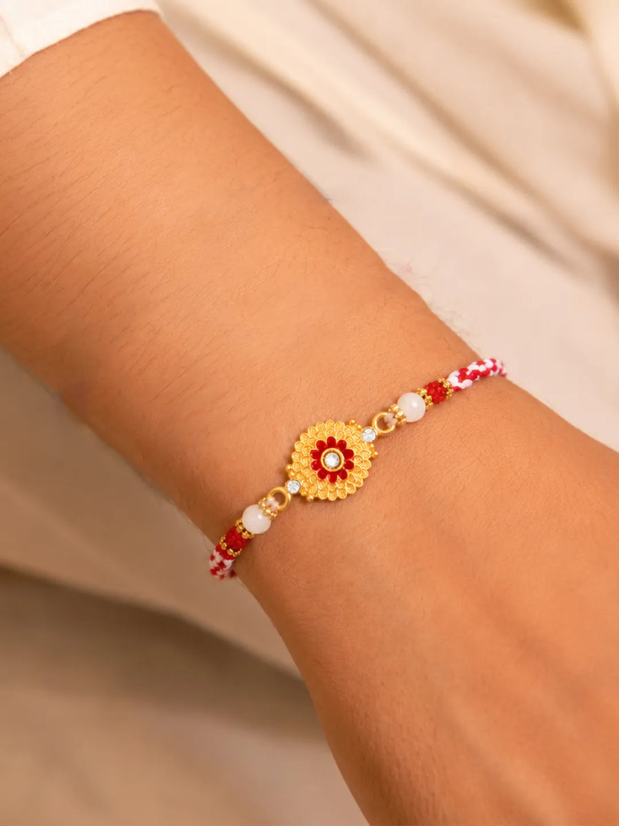 Peora Colourful Crystal Motif Rakhi for Brother | Set of 3