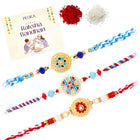 Peora Colourful Crystal Motif Rakhi for Brother | Set of 3