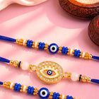 Peora Blue Evil Eye Crystal Rakhi for Brother | Set of 3
