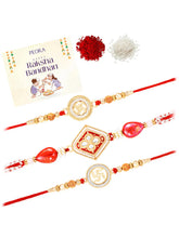 Peora Crystal Studded Beaded Rakhi for Brother | Set of 3