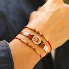Peora Rudraksha Kundan Pearl Rakhi for Bhai | Set of 3