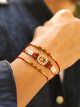 Peora Rudraksha Kundan Pearl Rakhi for Bhai | Set of 3