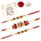 Peora Rudraksha Kundan Pearl Rakhi for Bhai | Set of 3