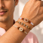 Peora Rudraksha Kundan Pearl Rakhi for Brother | Set of 3