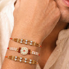 Peora Kundan Pearl Studded Rakhi for Brother | Set of 3