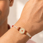 Peora Kundan Pearl Studded Rakhi for Brother | Set of 3