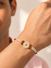 Peora Kundan Pearl Studded Rakhi for Brother | Set of 3