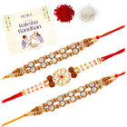 Peora Kundan Pearl Studded Rakhi for Brother | Set of 3