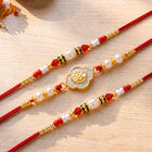 Peora Round Crystal Motif Rakhi for Brother | Set of 3