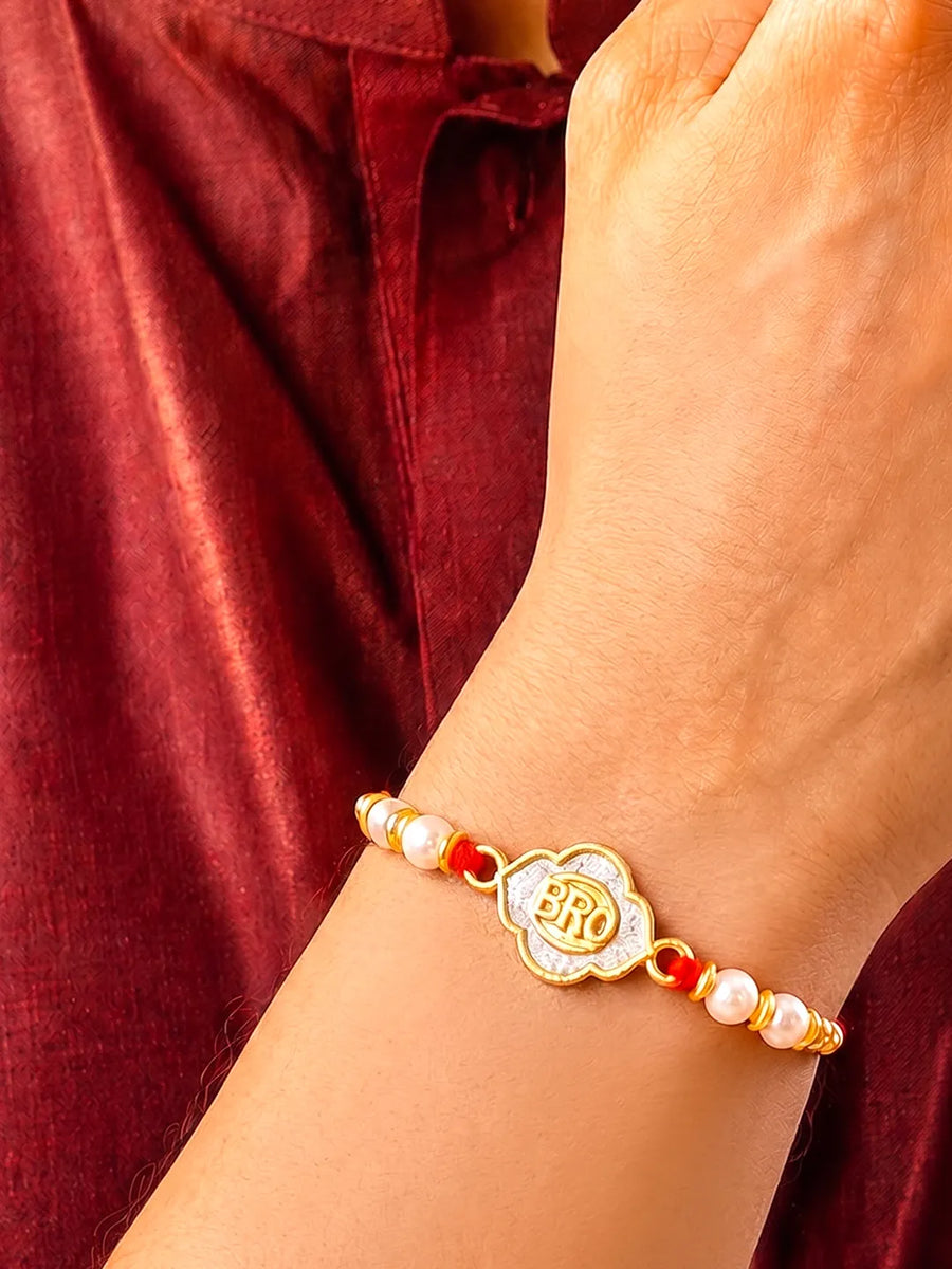 Peora Round Crystal Motif Rakhi for Brother | Set of 3