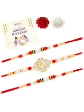 Peora Round Crystal Motif Rakhi for Brother | Set of 3