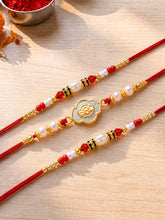 Peora Round Crystal Motif Rakhi for Brother | Set of 3