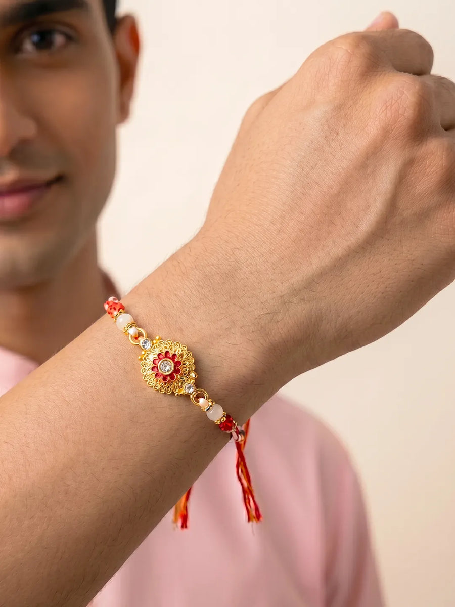 Peora Crystal Beaded Rakhi for Brother | Set of 3