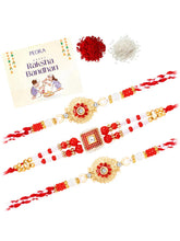 Peora Crystal Beaded Rakhi for Brother | Set of 3
