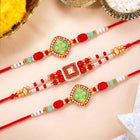 Peora Green Red Meenakari Rakhi for Brother | Set of 3
