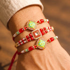 Peora Green Red Meenakari Rakhi for Brother | Set of 3