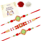 Peora Green Red Meenakari Rakhi for Brother | Set of 3