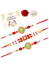 Peora Green Red Meenakari Rakhi for Brother | Set of 3