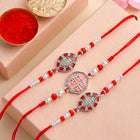 Peora Oxidized Silver Rakhi for Bhai | Set of 3