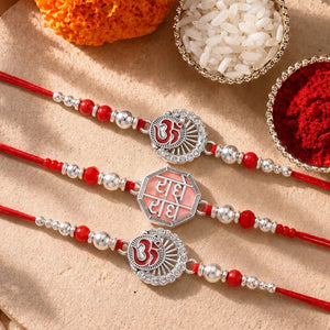 Peora Oxidized Silver Rakhi for Brother | Set of 3