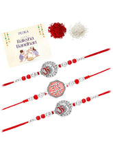 Peora Oxidized Silver Rakhi for Brother | Set of 3
