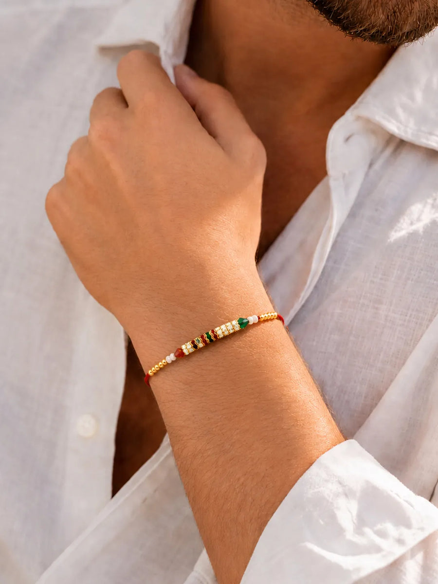 Peora Golden Beaded Rakhi for Brother | Set of 3