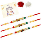 Peora Golden Beaded Rakhi for Brother | Set of 3