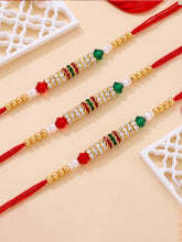 Peora Golden Beaded Rakhi for Brother | Set of 3
