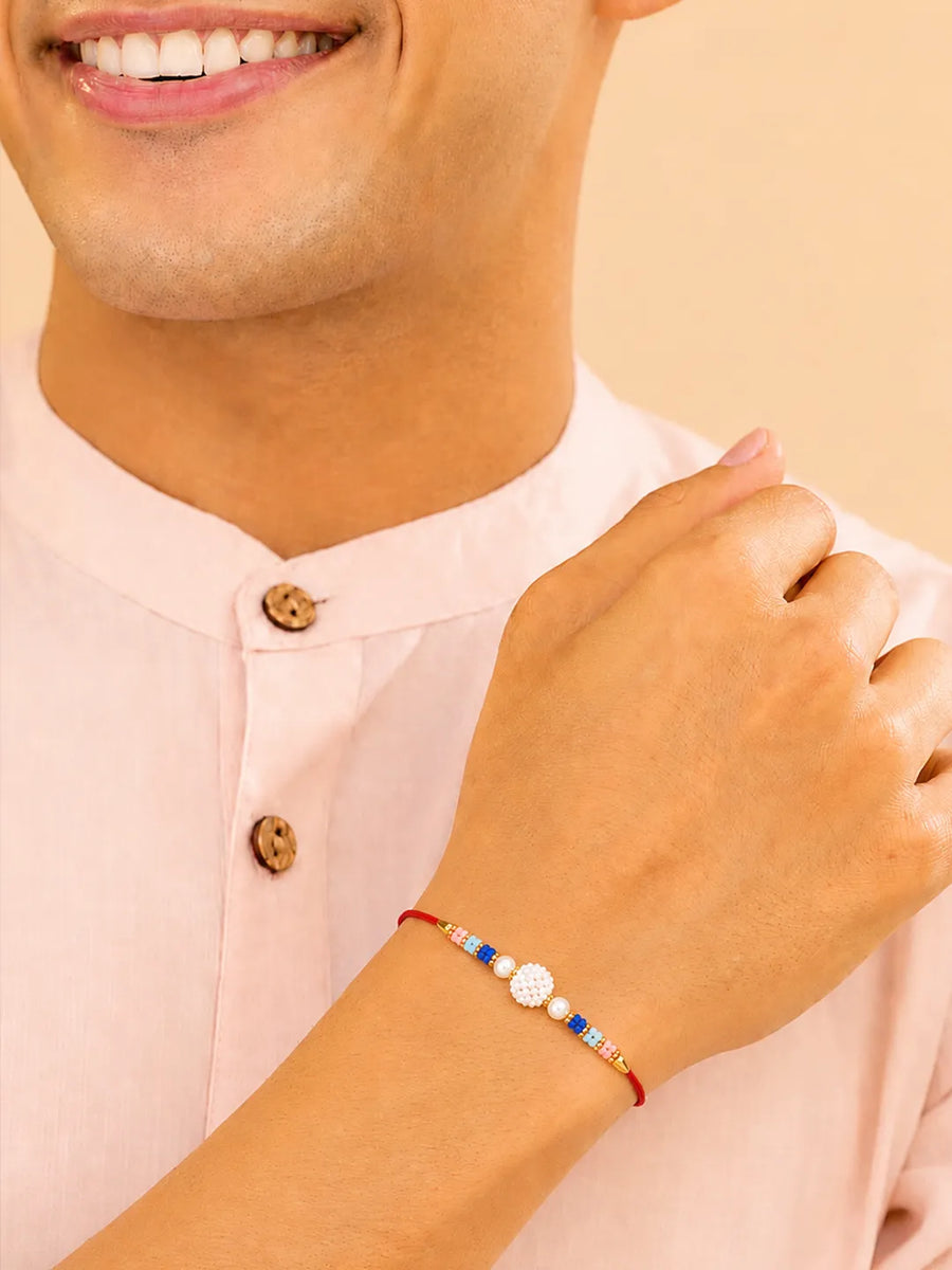 Peora Floral Beaded Rakhi for Brother | Set of 3