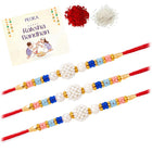 Peora Floral Beaded Rakhi for Brother | Set of 3